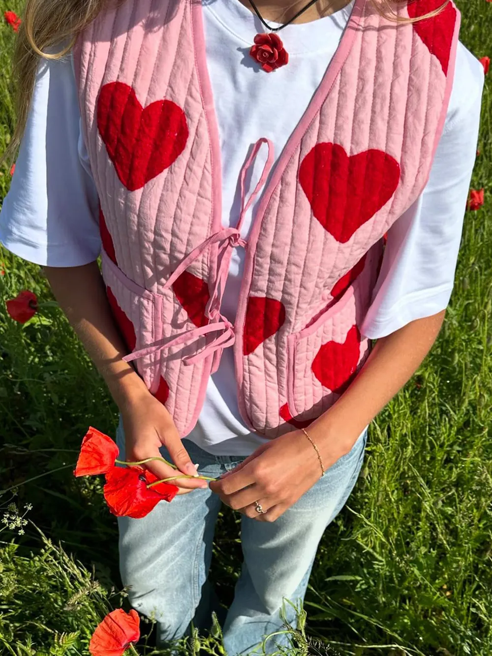 Tied Heart Vest with Pockets, image 3