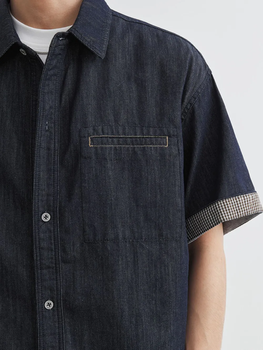 Men's Wash Short Sleeve Top and Shorts Denim Set, image 5