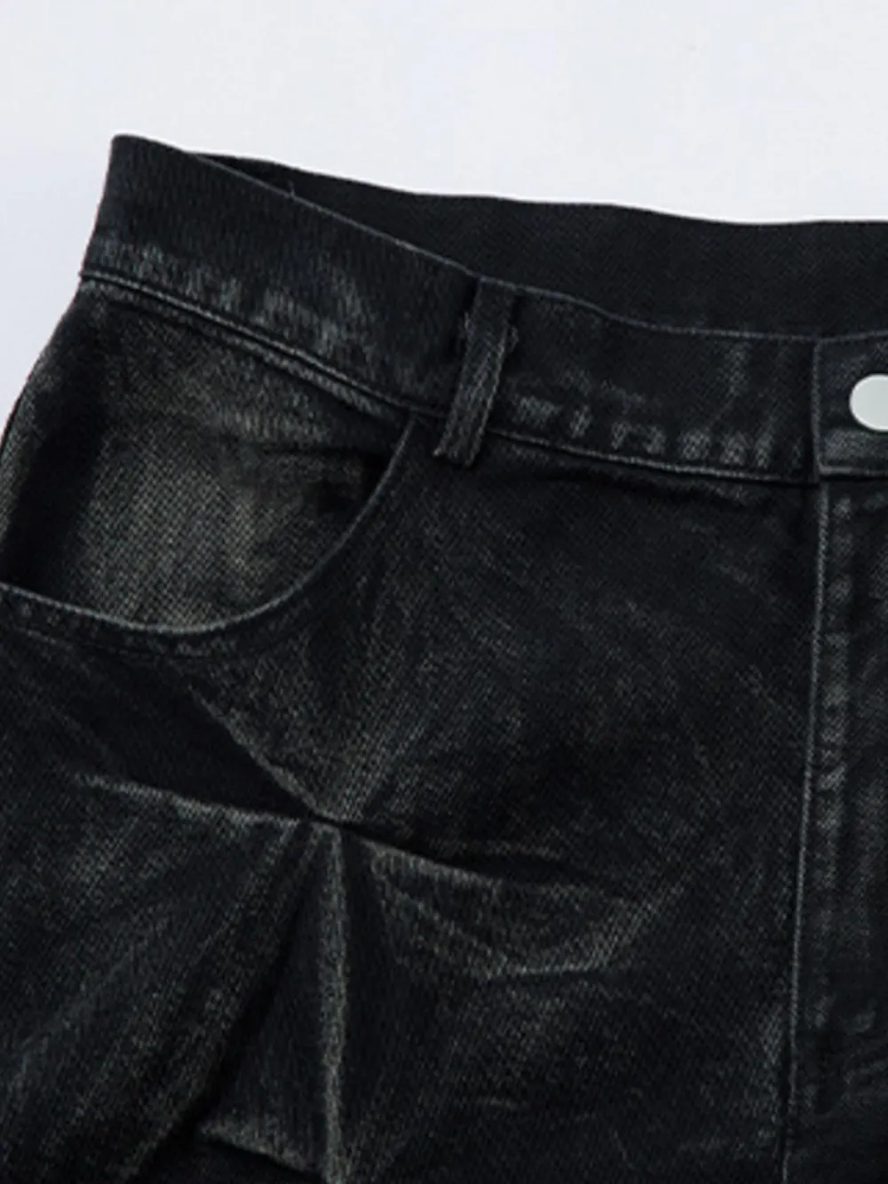 Men's Wide Leg Jeans with Ruched Detail, image 2