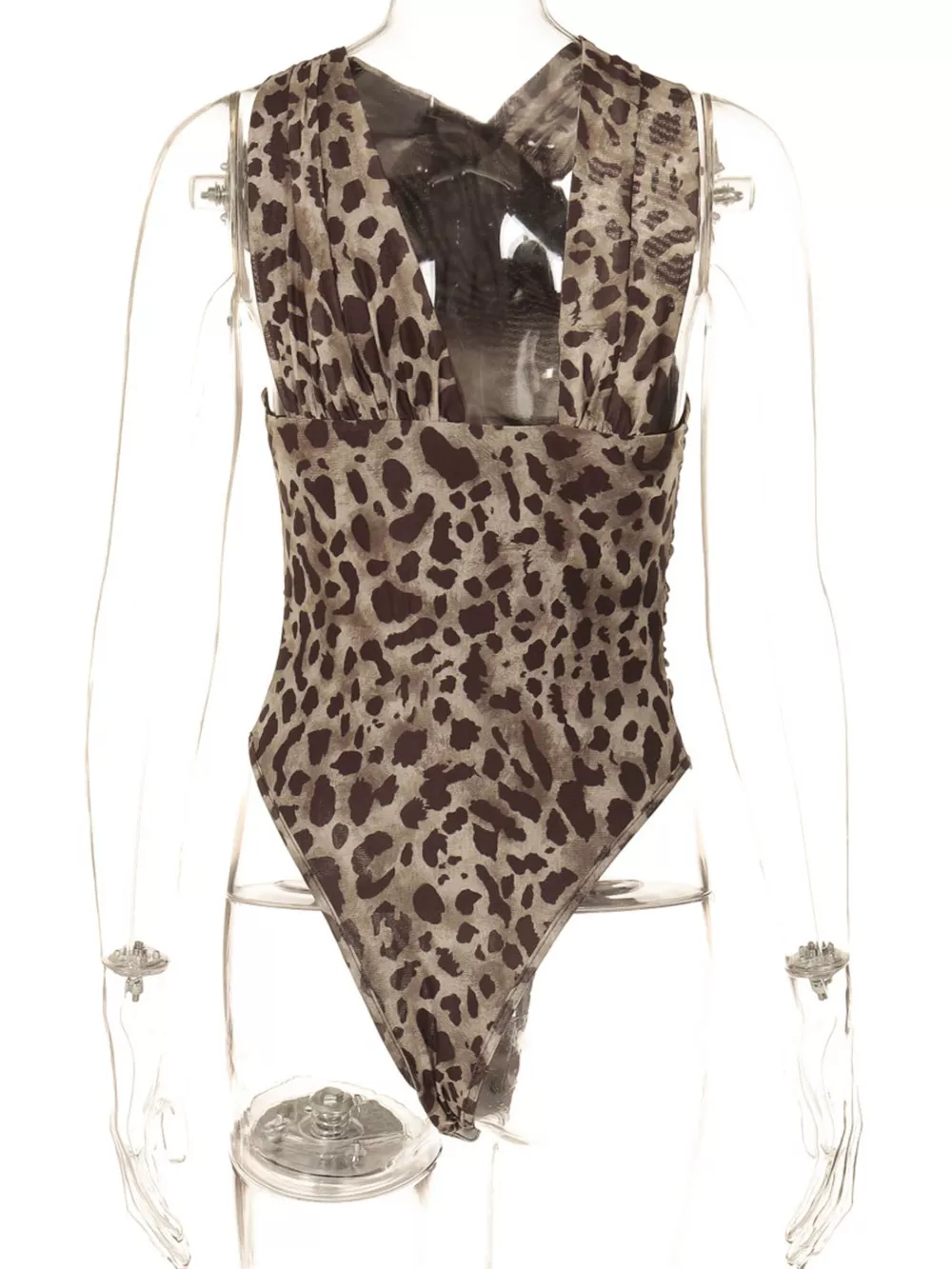 Asymmetrical Neck Leopard Bodysuit, image 8
