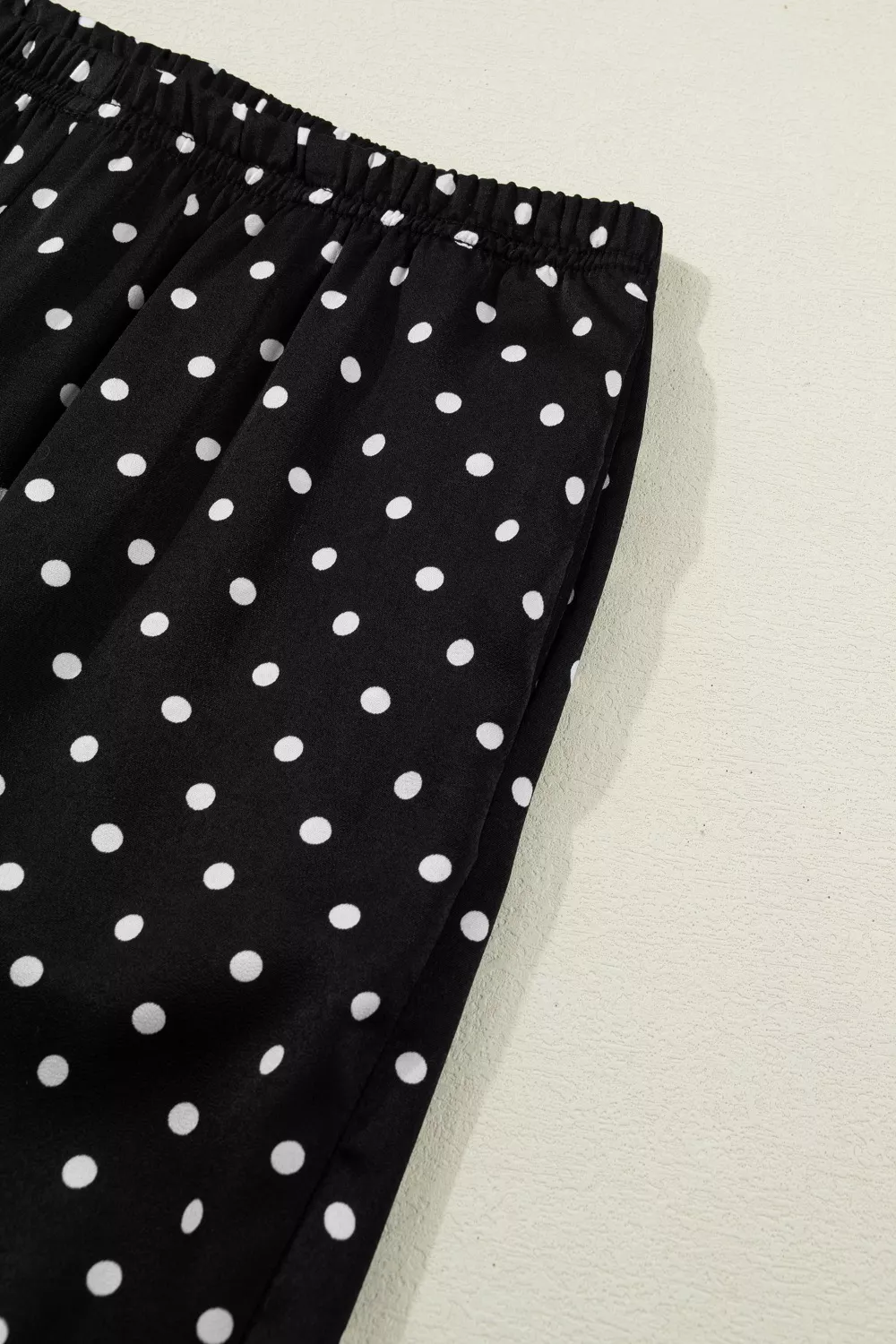 Polka Dot Print Elastic Waist Lace Hem Loose Pants, image 8