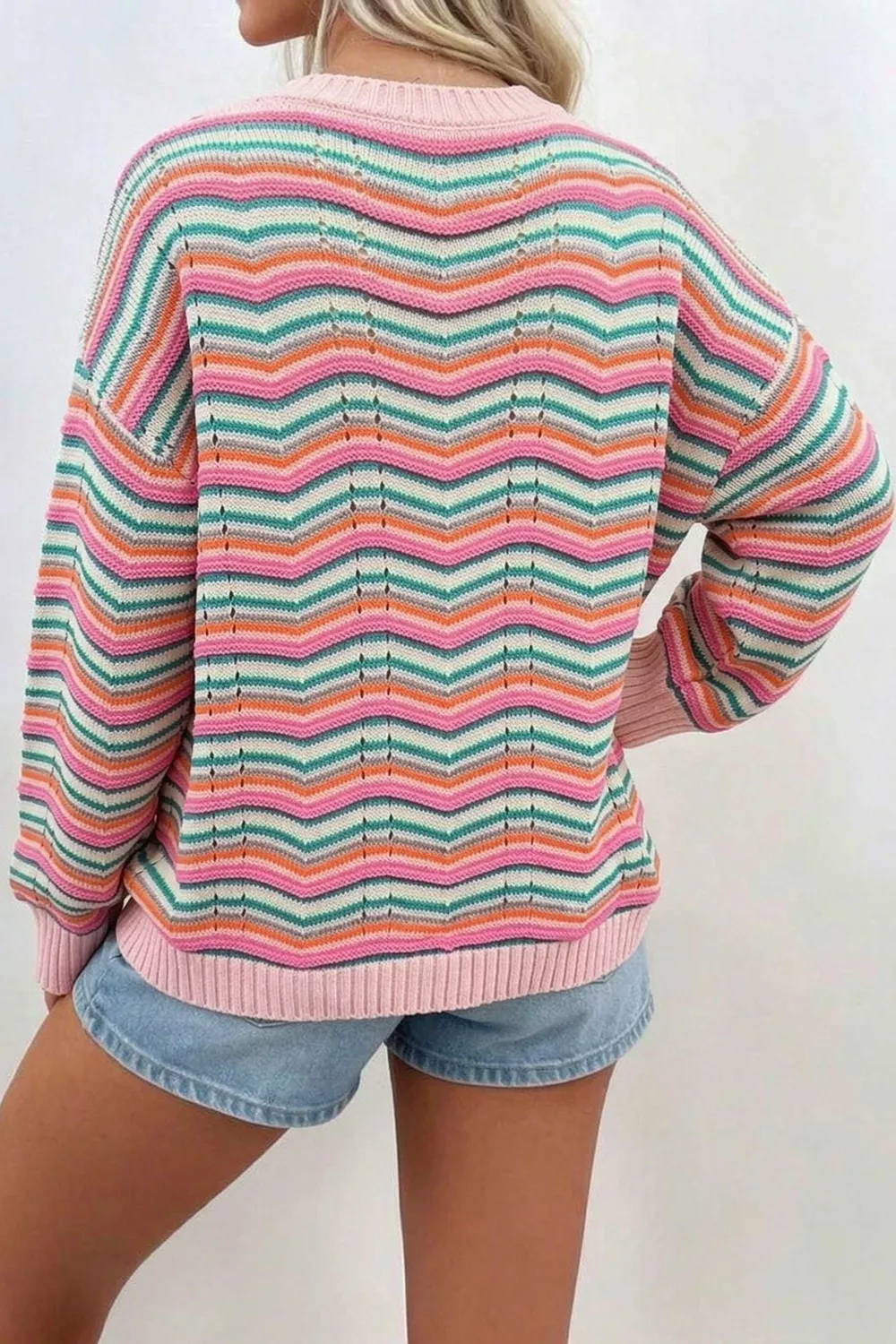 Chevron Striped Knit Sweater, image 2