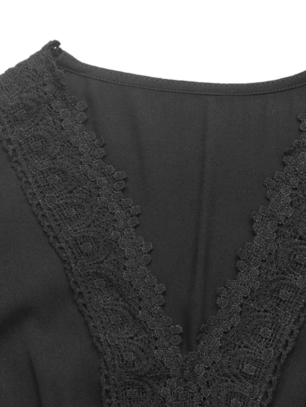 Lace Detail Lantern Sleeve Tiered Dress, image 2