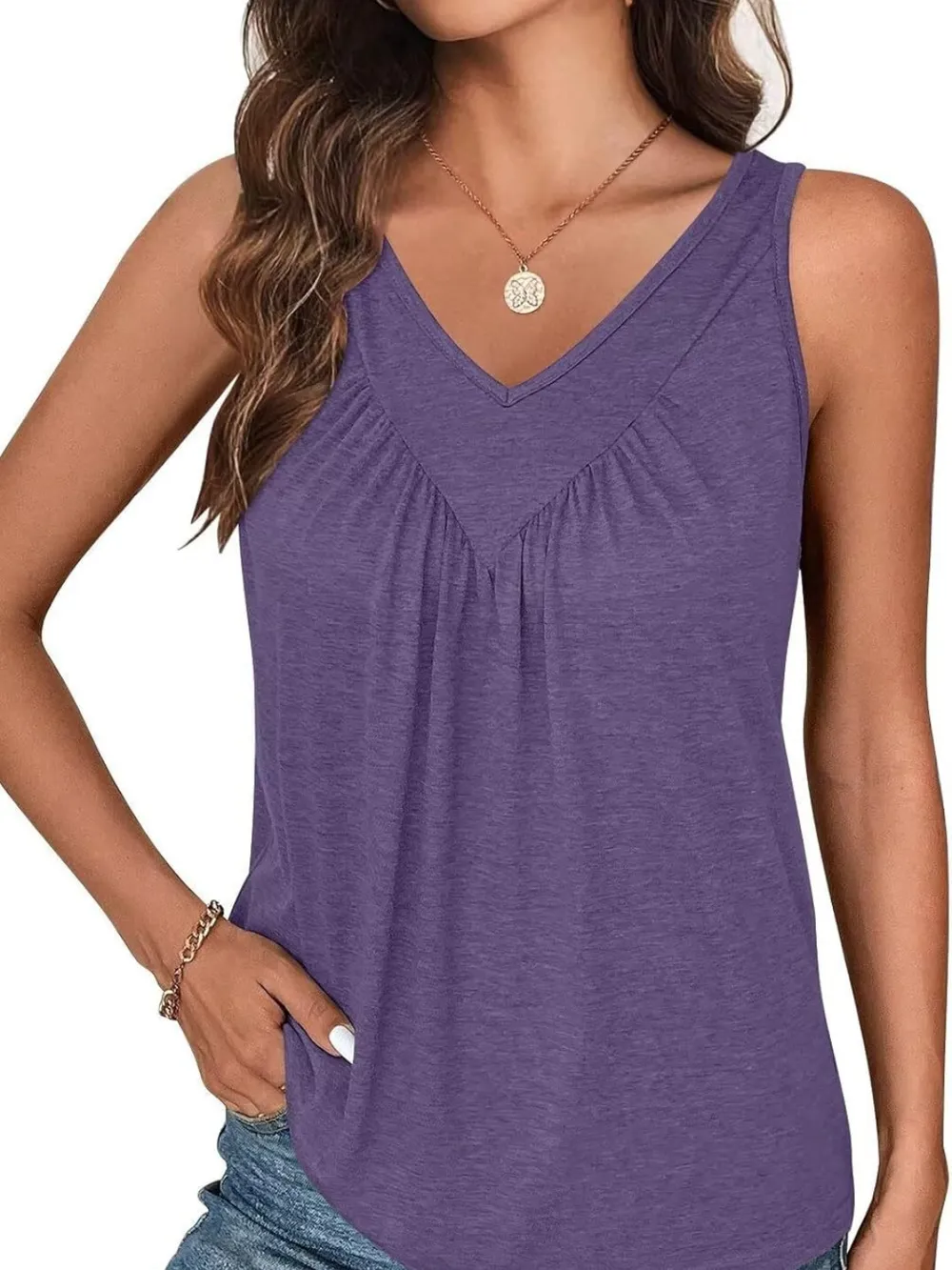 Ruched V-Neck Tank, image 3
