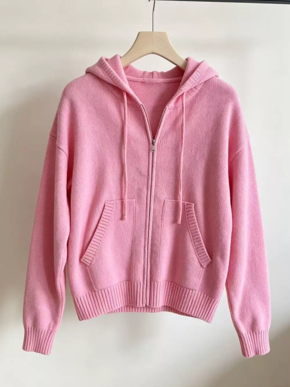 Zip-Up Hooded Knit Cardigan, image 3