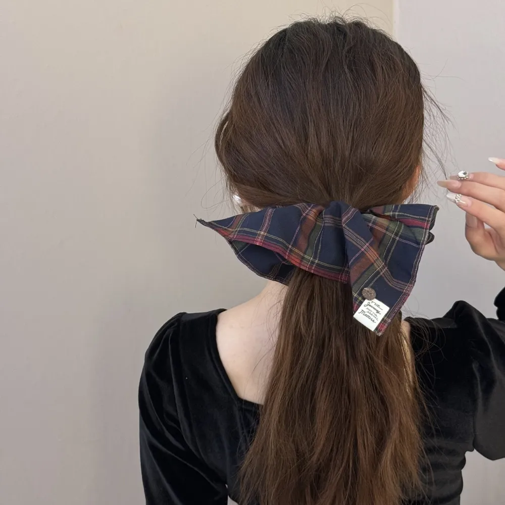 Contrast Plaid Elastic Hair Scrunchy, image 5