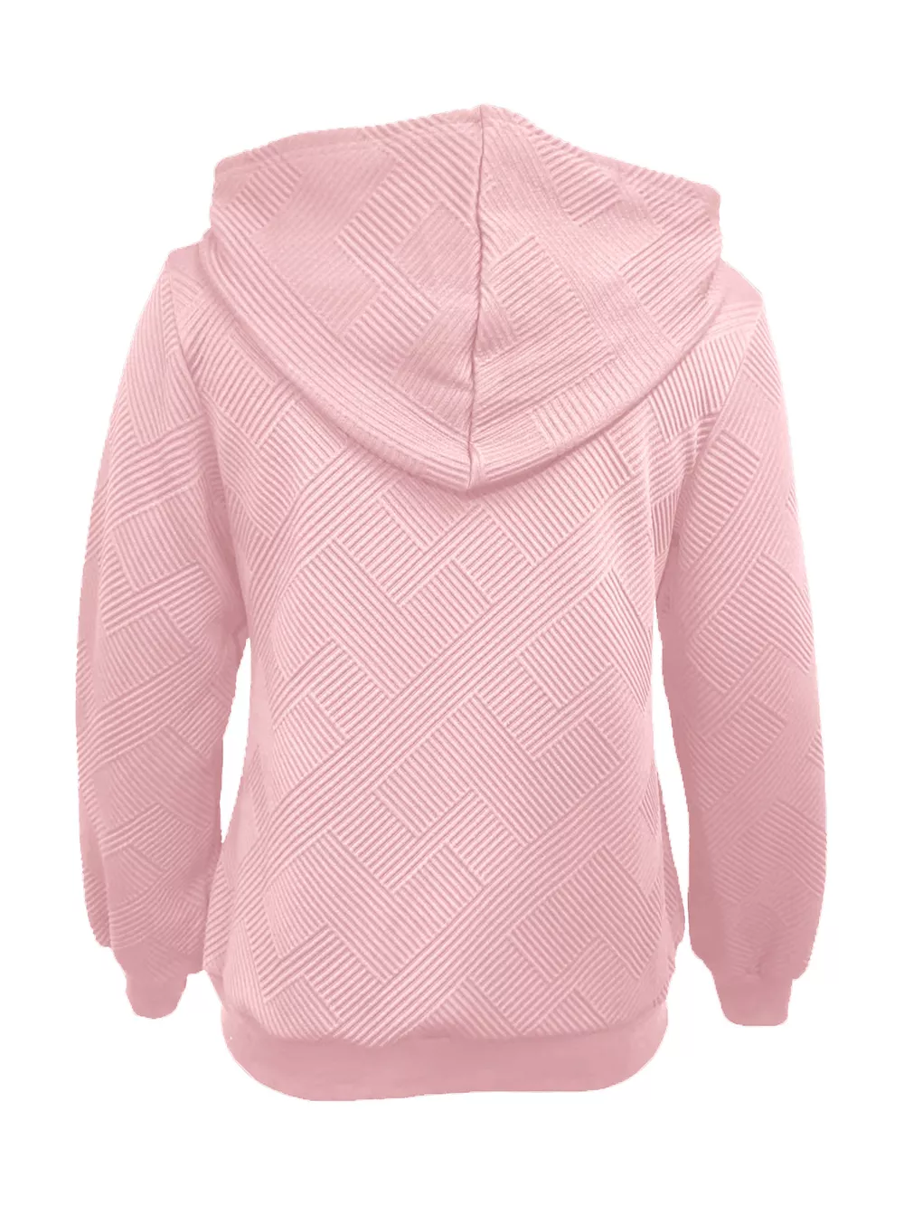 Texture Zip-Up Hoodie with Drawstring, image 2