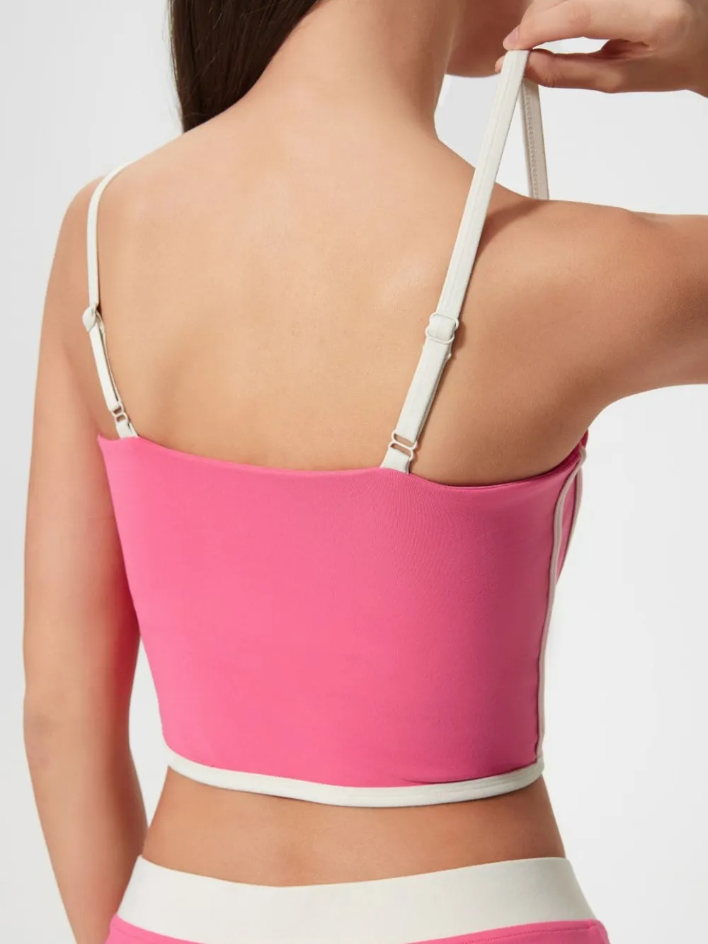 Contrast Trim Square Neck Active Cami with Detachable Chest Pads, image 2
