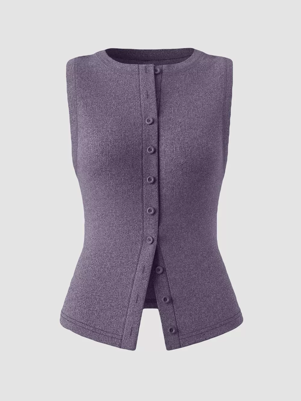 Ribbed Button-Front Sleeveless Tank, image 28
