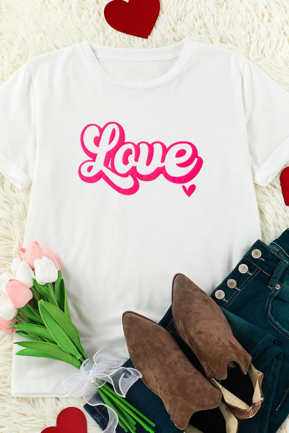 LOVE Round Neck Short Sleeve T-Shirt, image 2