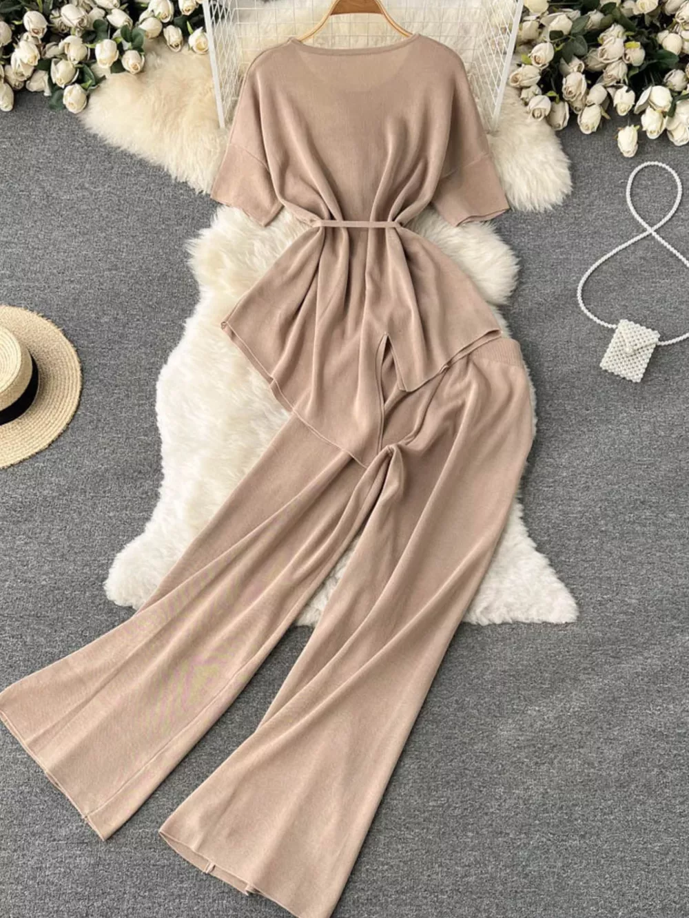 Short Sleeve Top and Wide Leg Pants Set, image 7
