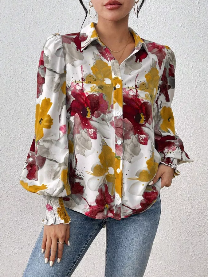 Floral Print Long Sleeve Shirt, image 5