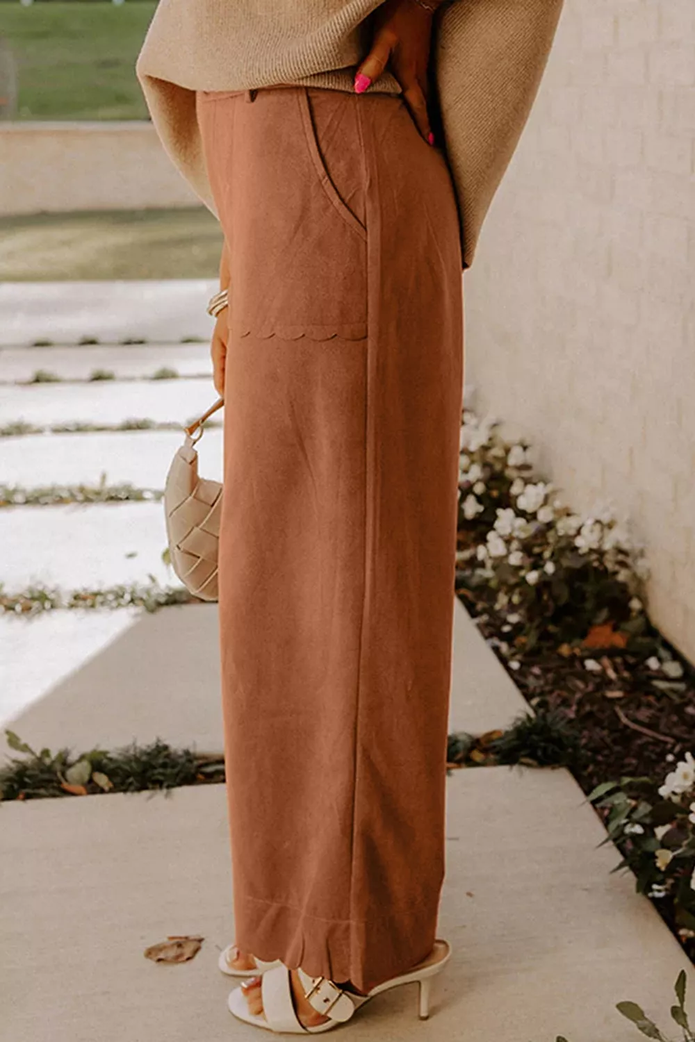 Scalloped Edge Pocket Full-Length Pants, image 5