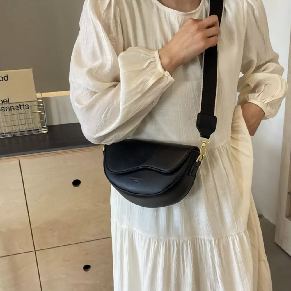 Leather Crescent Crossbody Bag, image 5
