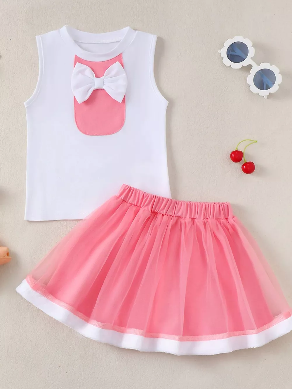 Children's Bow Tank & Pleated Skirt Set