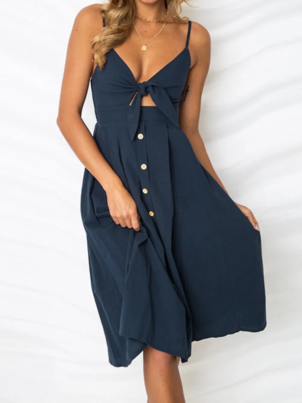 Cutout Smocked Sweetheart Neck Cami Dress, image 10