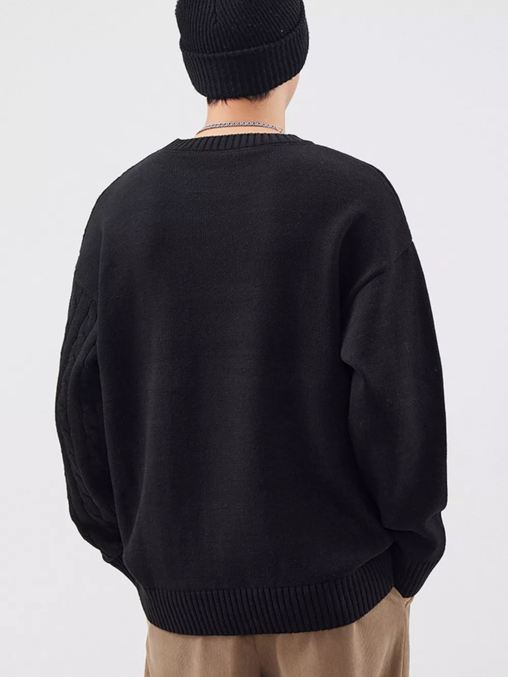 Men's Full Size Cable Knit Long Sleeve Sweater Plus Size, image 2