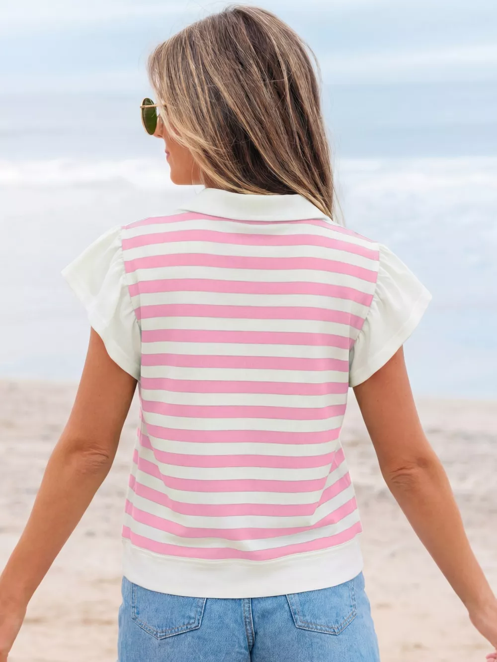 Striped Ruffled Sleeve Blouse, image 4