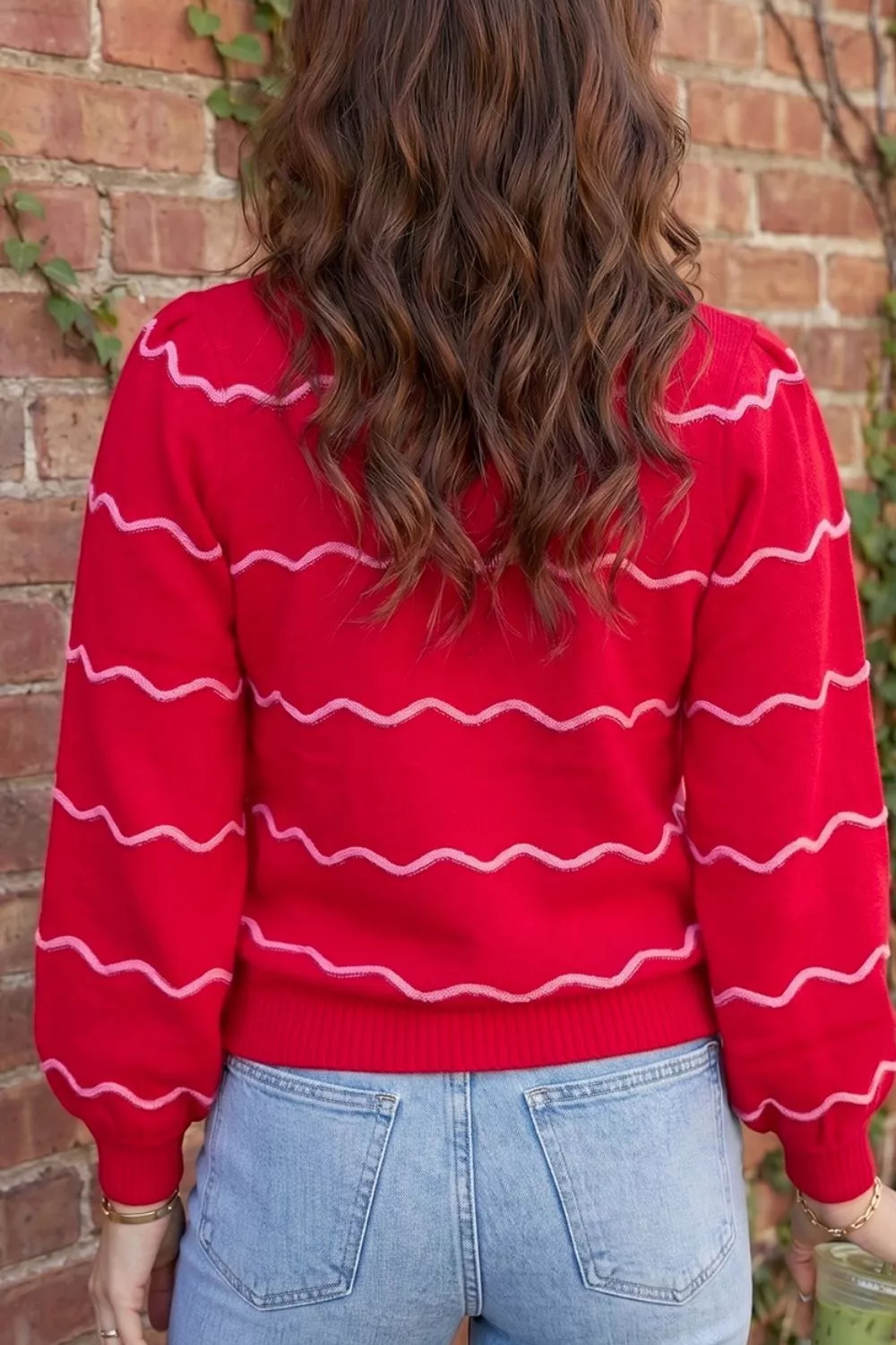 Striped Round Neck Long Sleeve Shift Pullover Sweater, image 2