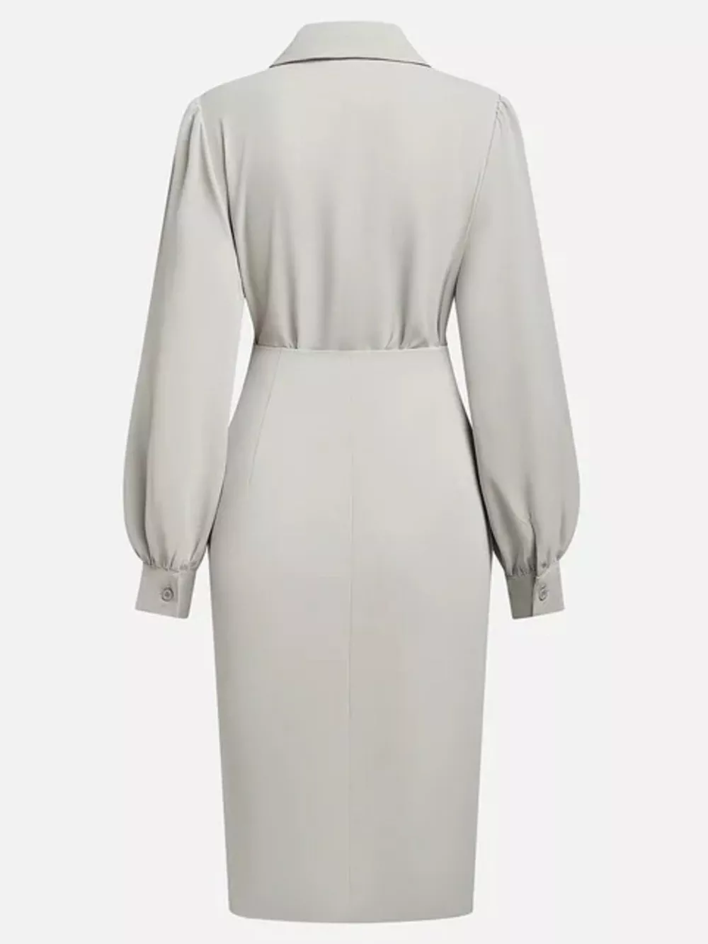 Ruched Midi Shirt Dress with Side Slit, image 7