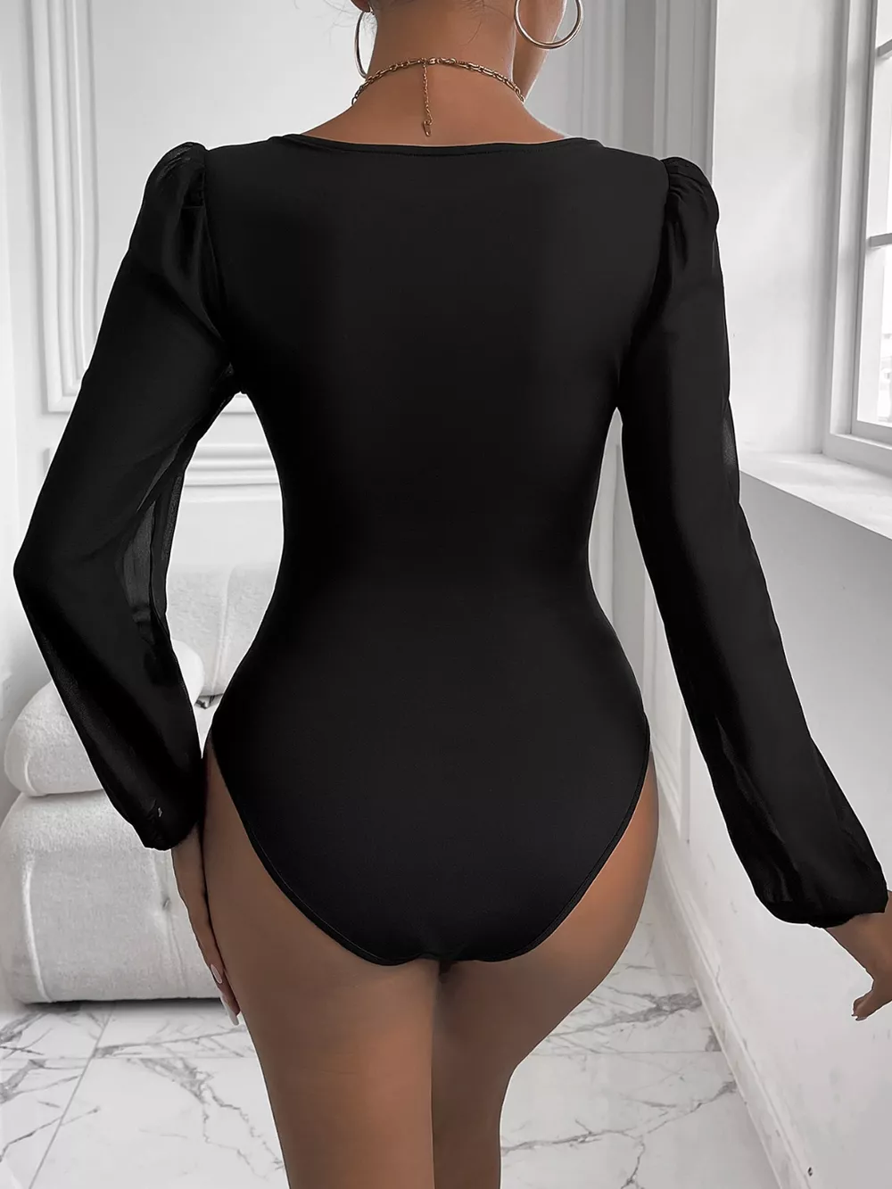 Sweetheart Neck Long Sleeve Bodysuit, image 2