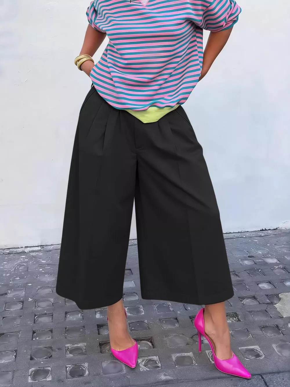 Wide-Leg Cropped Pants, image 2