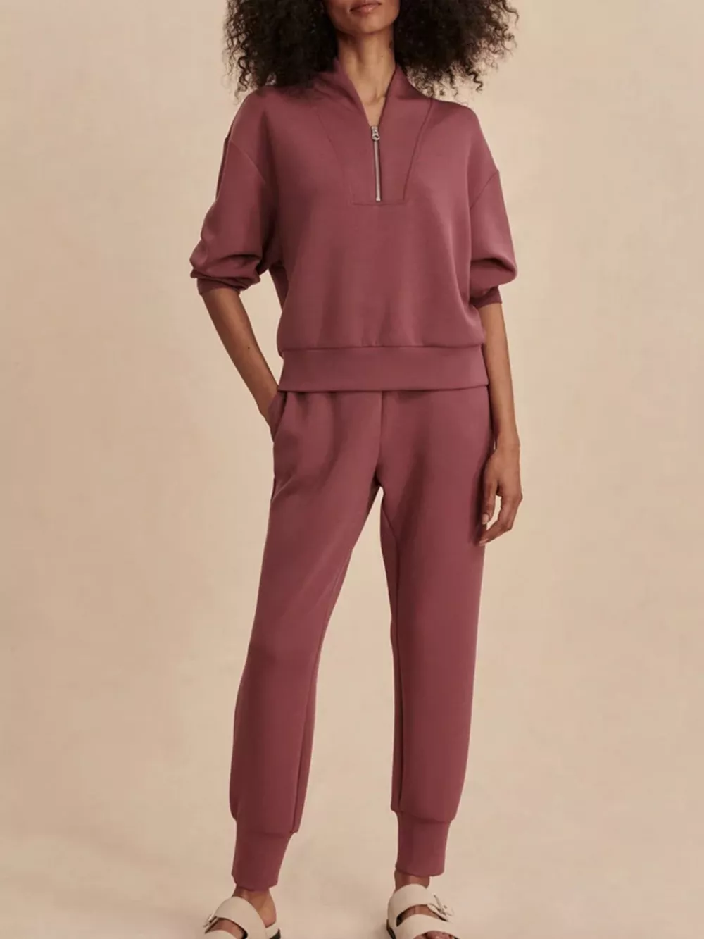 Quarter-Zip Sweatshirt and Wide-Leg Pants Set, image 10