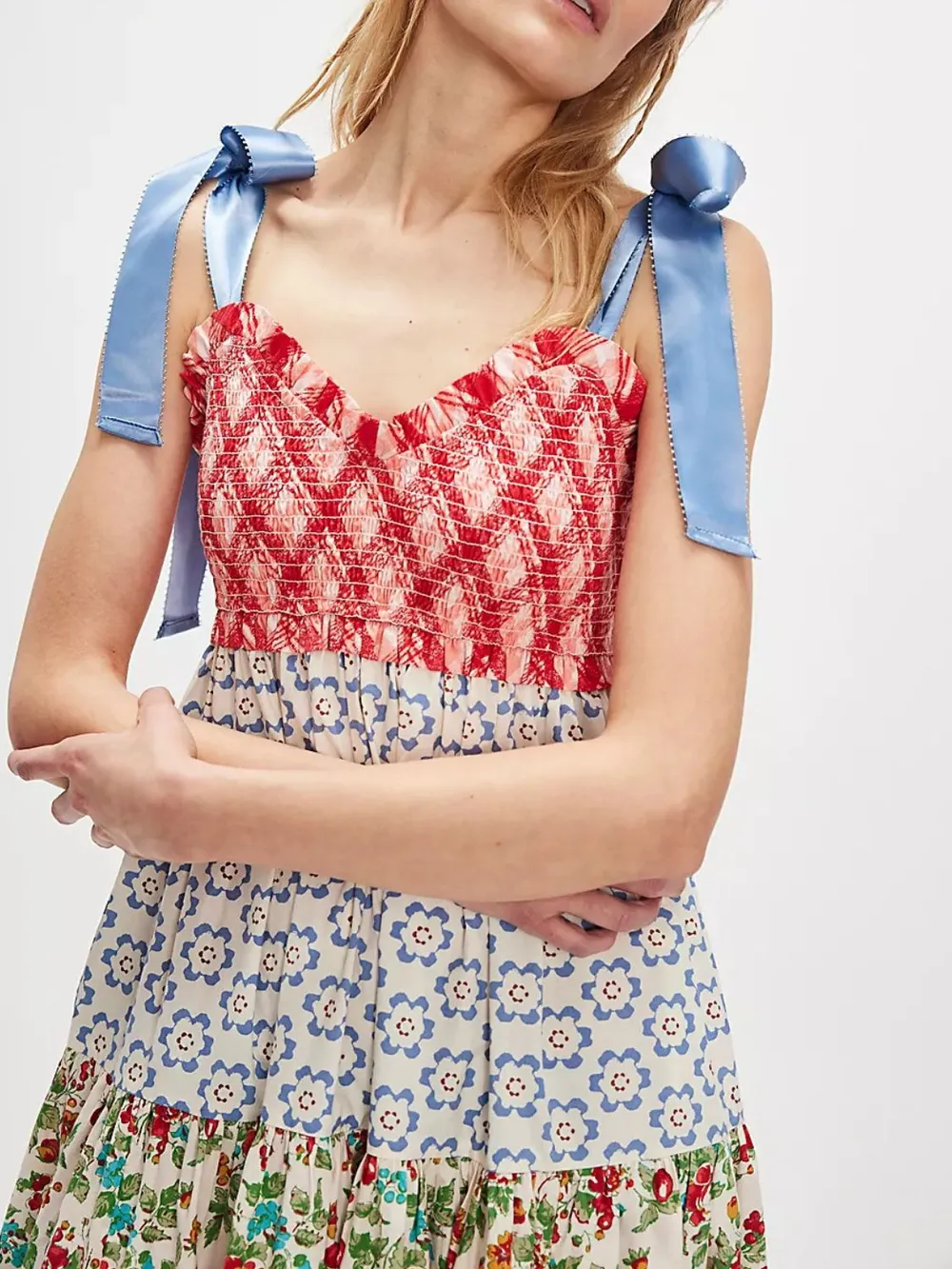 Printed V-Neck Tie Shoulder Cami Dress, image 3