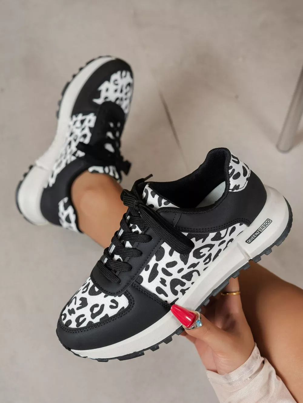 Round Toe Leopard Sneakers, image 2