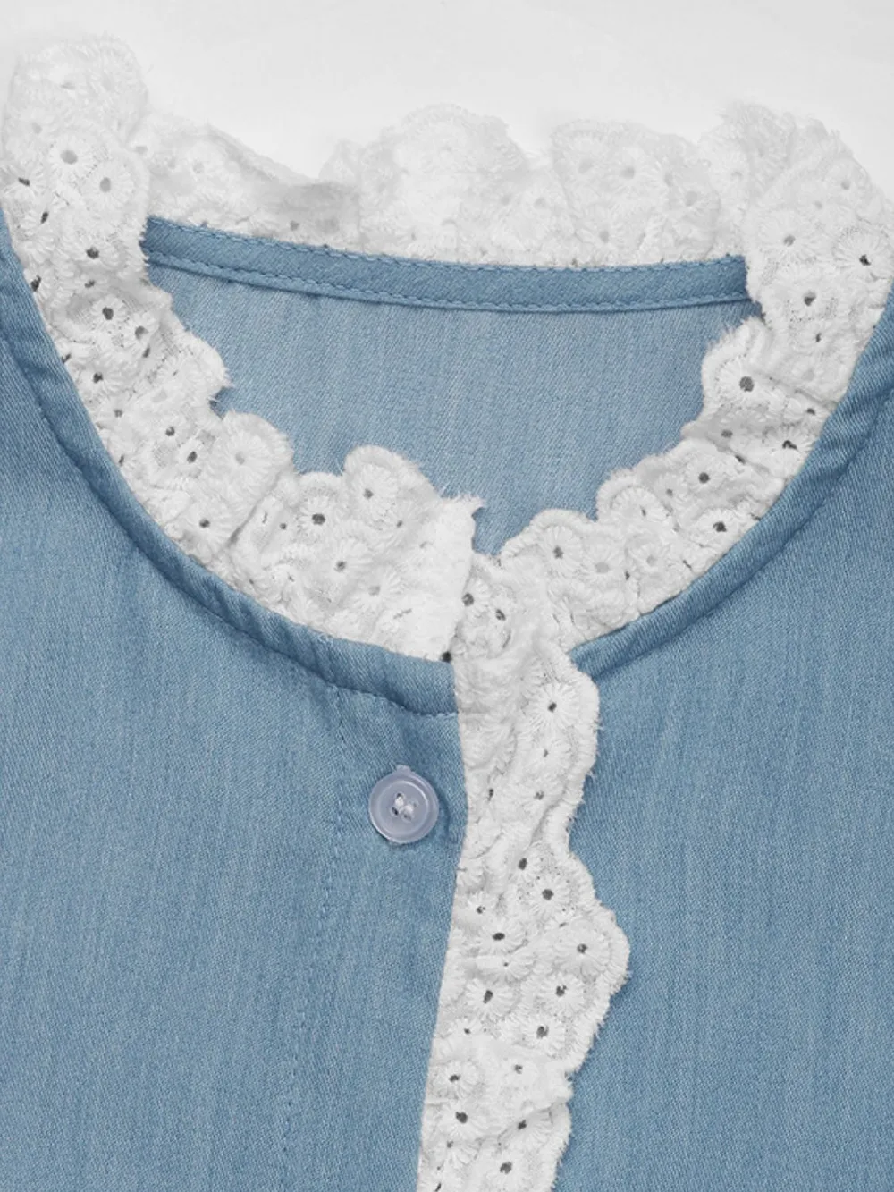 Lace Detail Button Down Long Sleeve Shirt, image 2