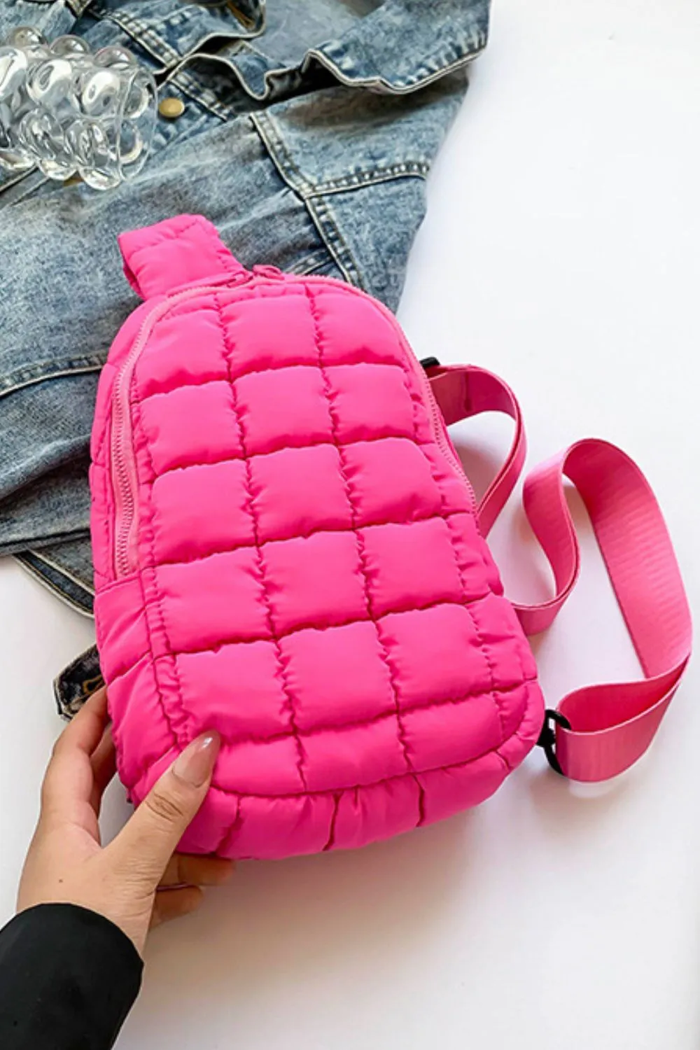 Quilted Nylon Crossbody Bag, image 8