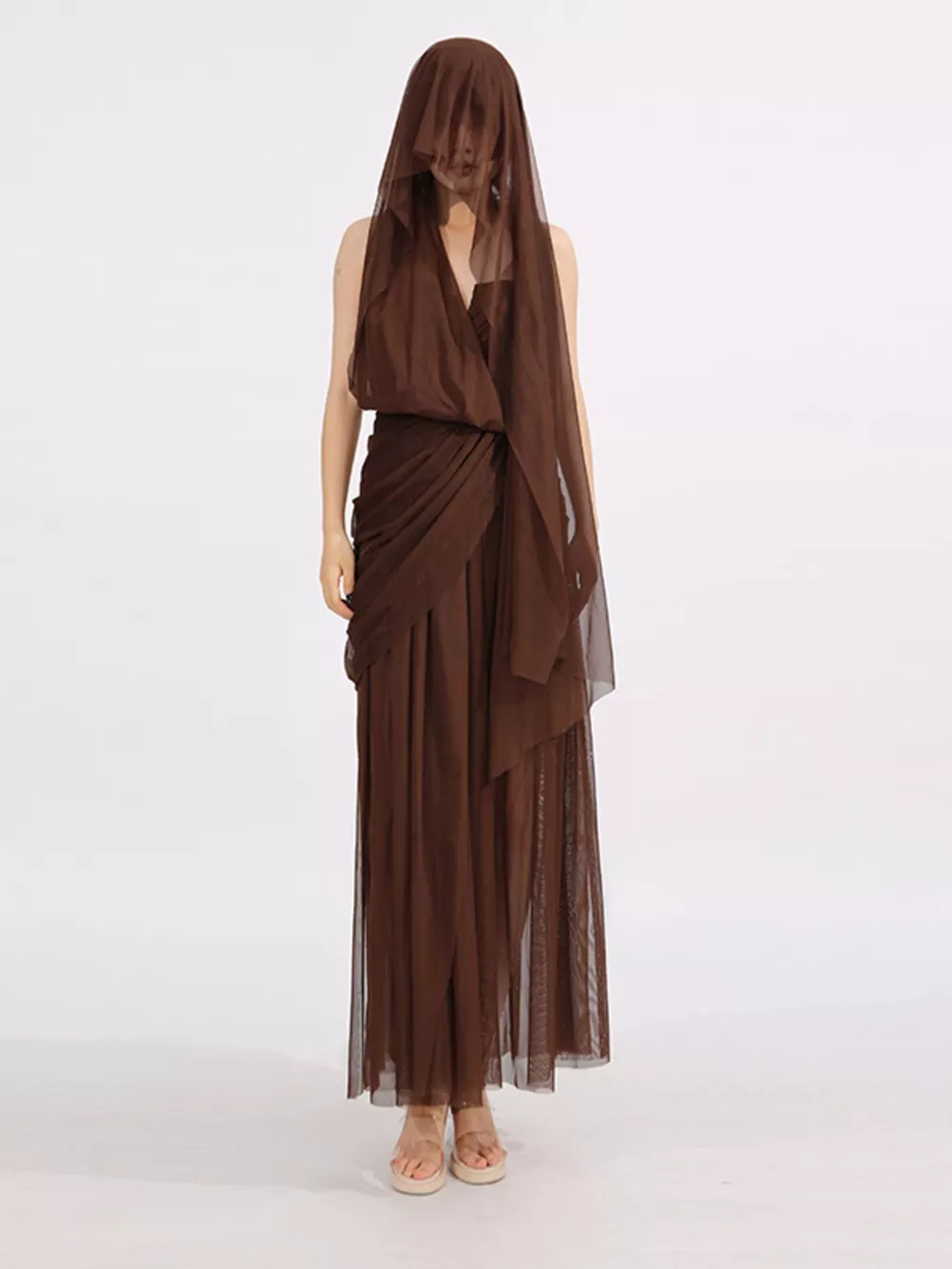 One-Shoulder Flowy Mesh Dress, image 2
