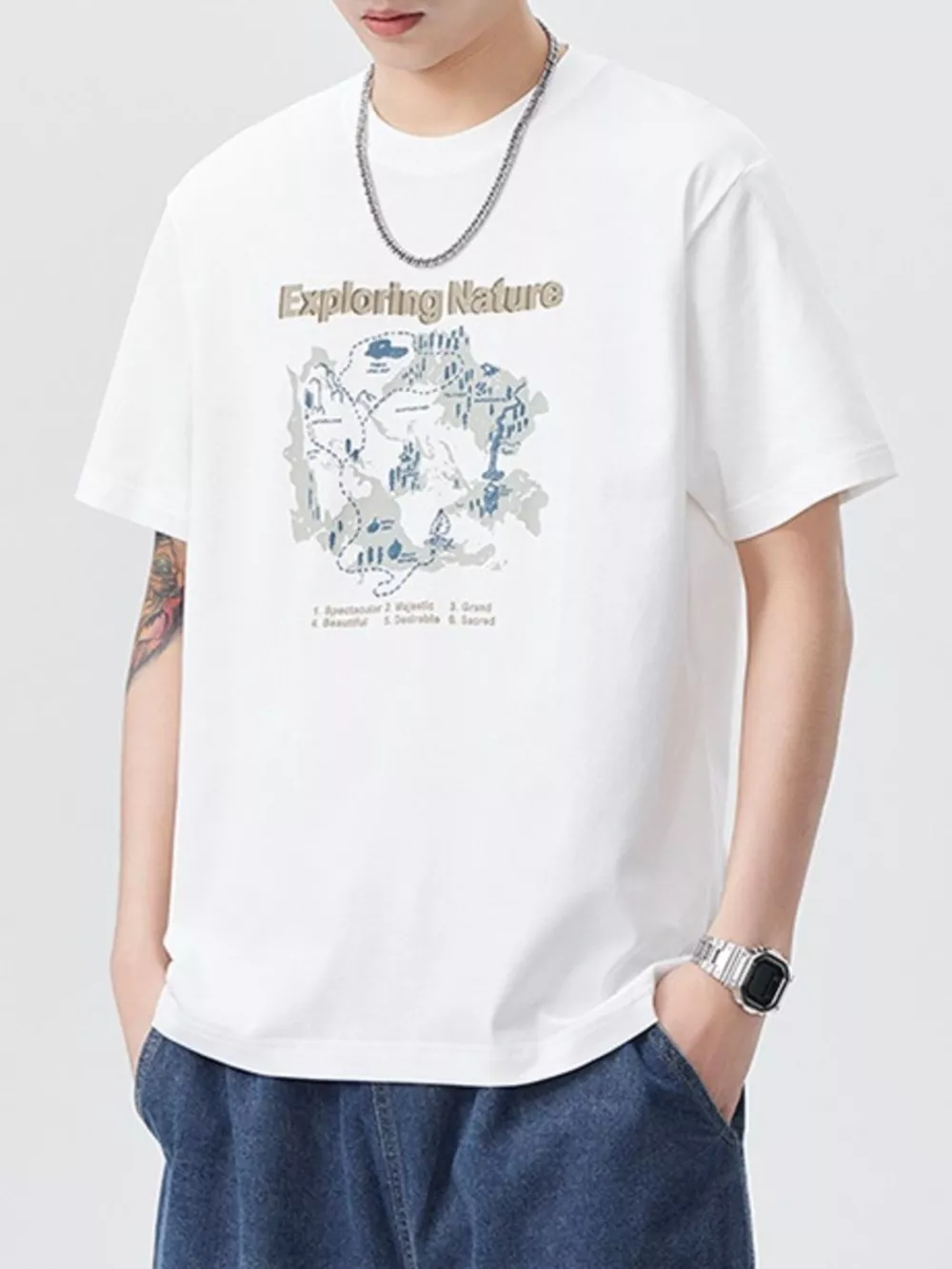 Men's Plus Size Graphic Round Neck Short Sleeve T-Shirt