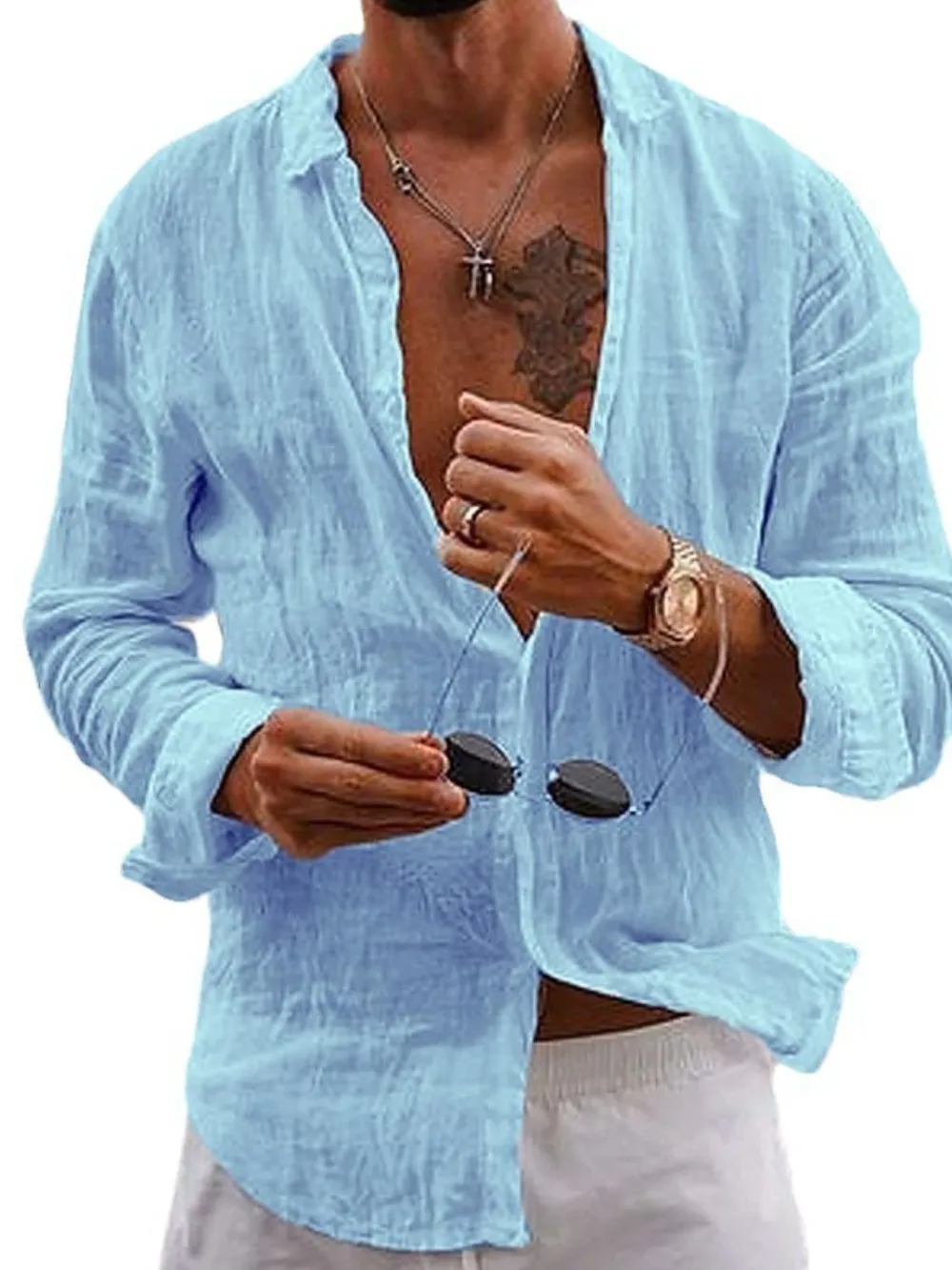 Men's Full Size Button Up Long Sleeve Shirt Plus Size, image 8