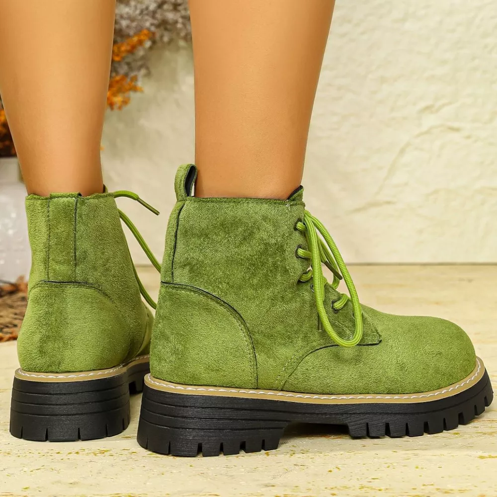 Round Toe Lace Up Boots, image 2