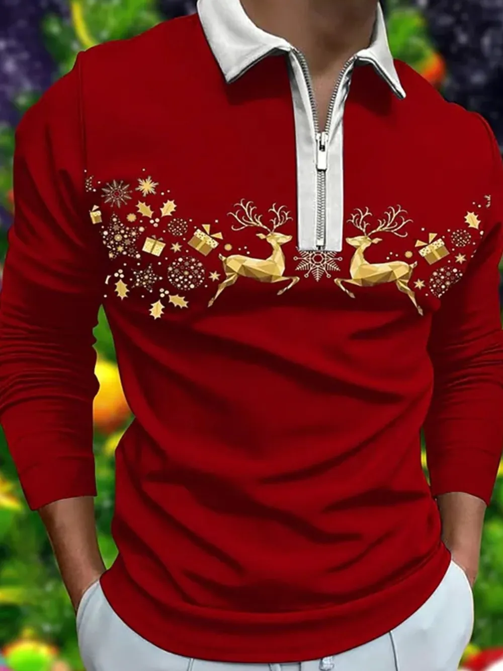 Men's Full Size Collared Neck Long Sleeve Plus Size, image 3