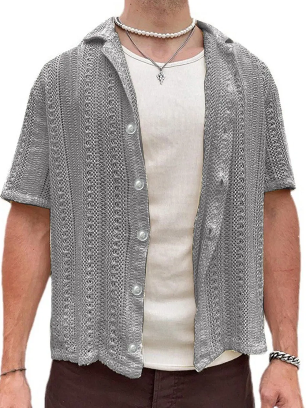 Men's Full Size Button Down Short Sleeve Shirt Plus Size, image 5