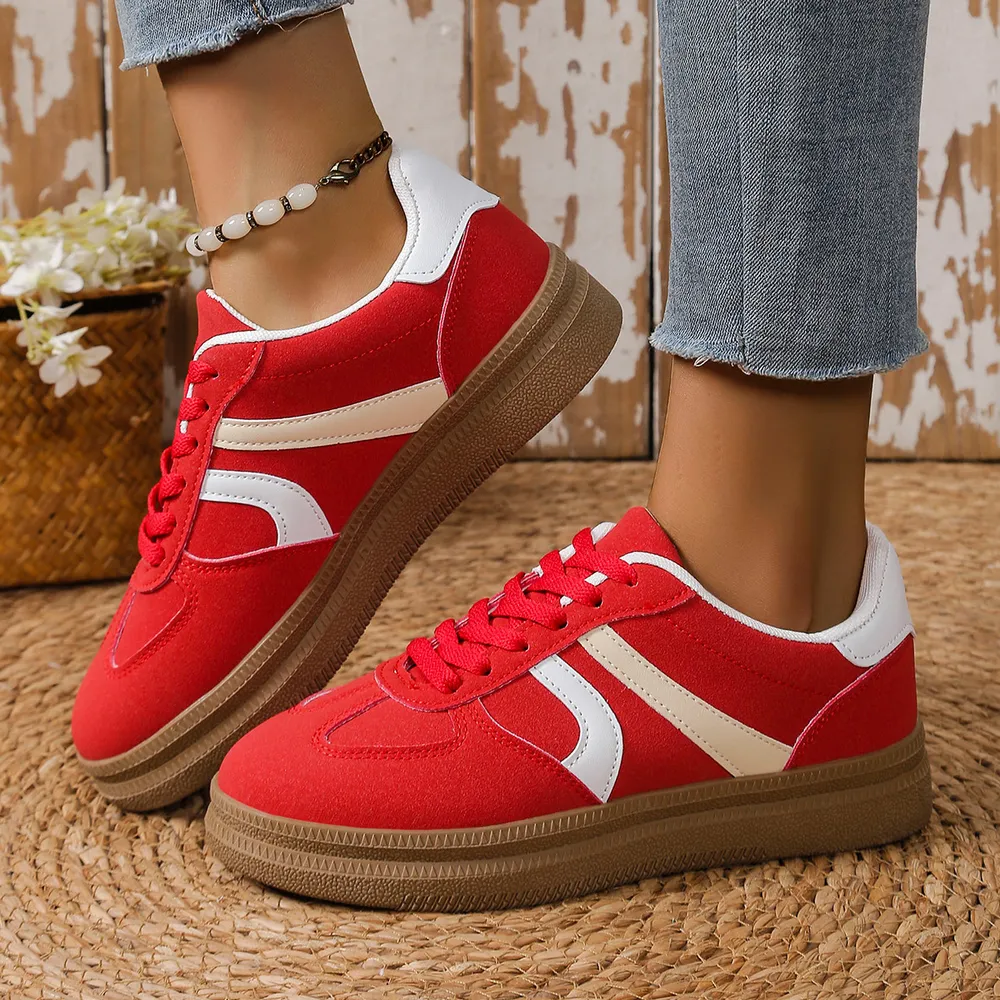 Contrast Round Toe Platform Sneakers, image 2
