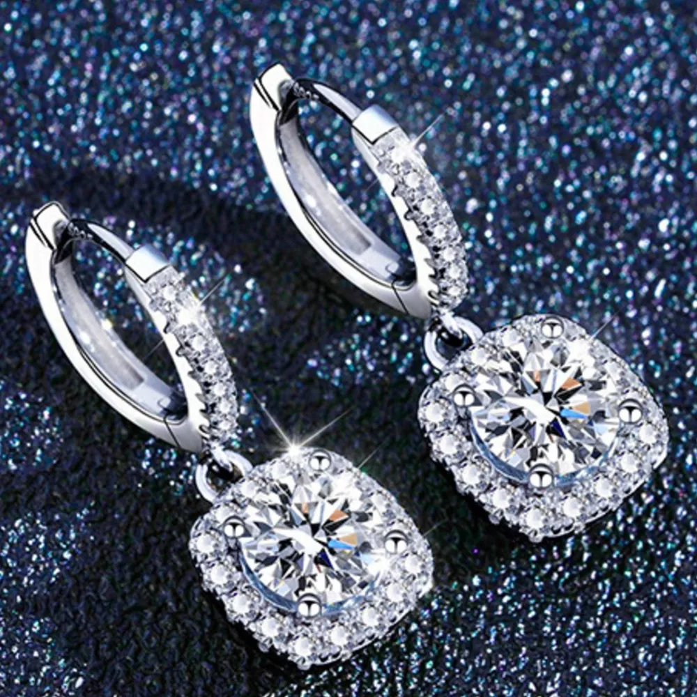 1 Carat Moissanite 925 Sterling Silver Drop Earrings, image 5
