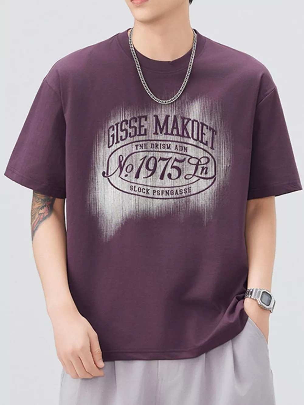 Men's Plus Size Graphic Round Neck Short Sleeve T-Shirt, image 9