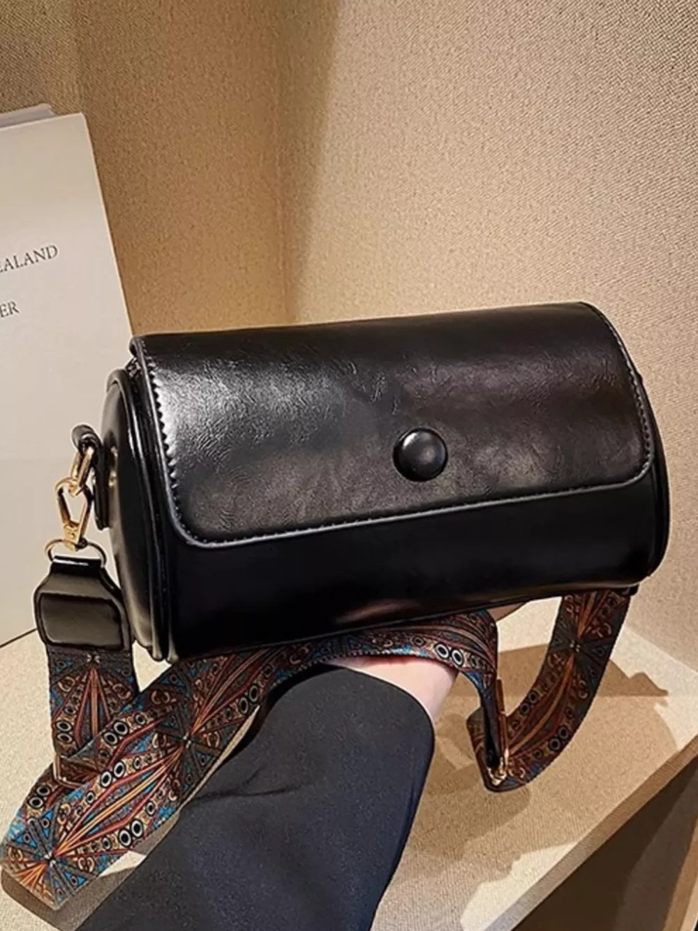 Wide Strap Leather Crossbody Bag, image 7