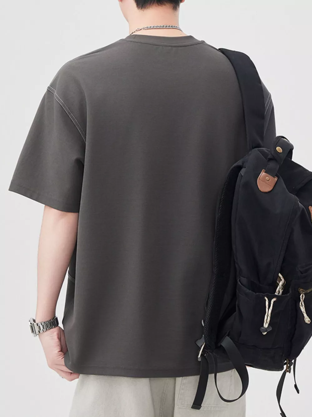 Men's Plus Size Round Neck Relaxed Fit T-Shirt, image 2