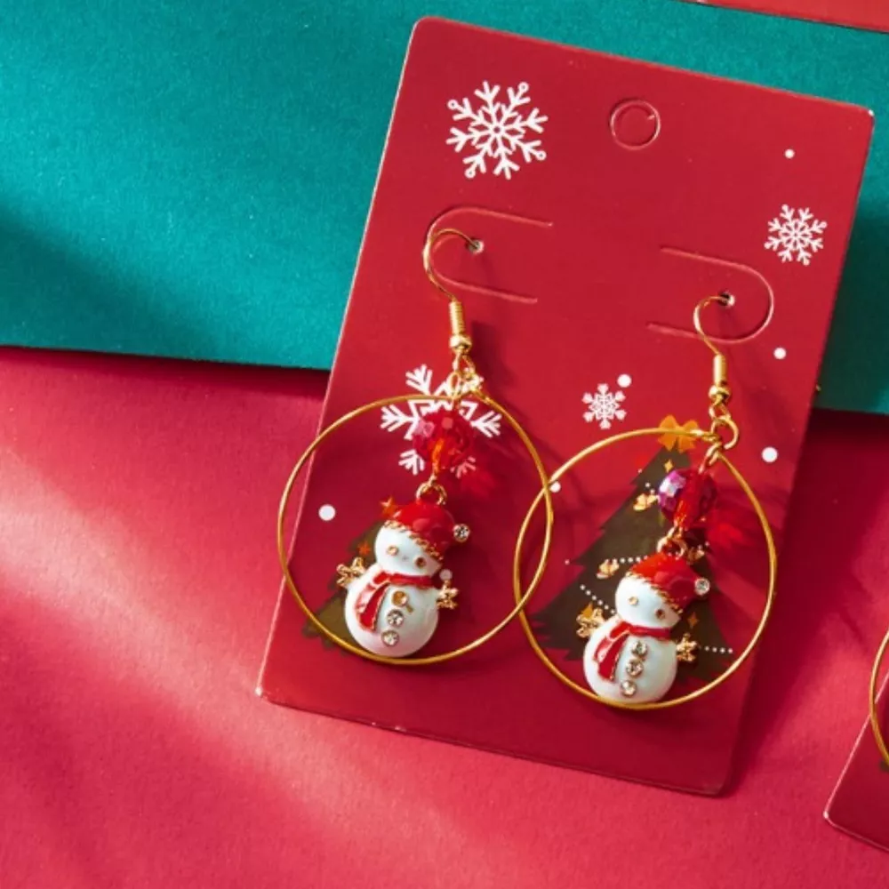 18K Gold-Plated Christmas Snowman Earrings, image 5