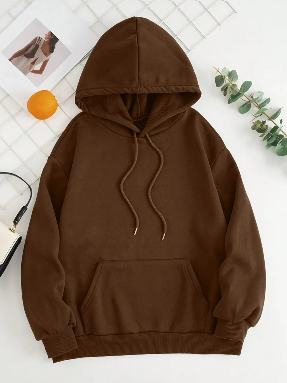 Drawstring Dropped Shoulder Hoodie, image 7