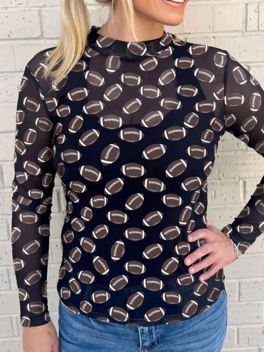 Game Day Mesh Sheer Long Sleeve Top, image 3