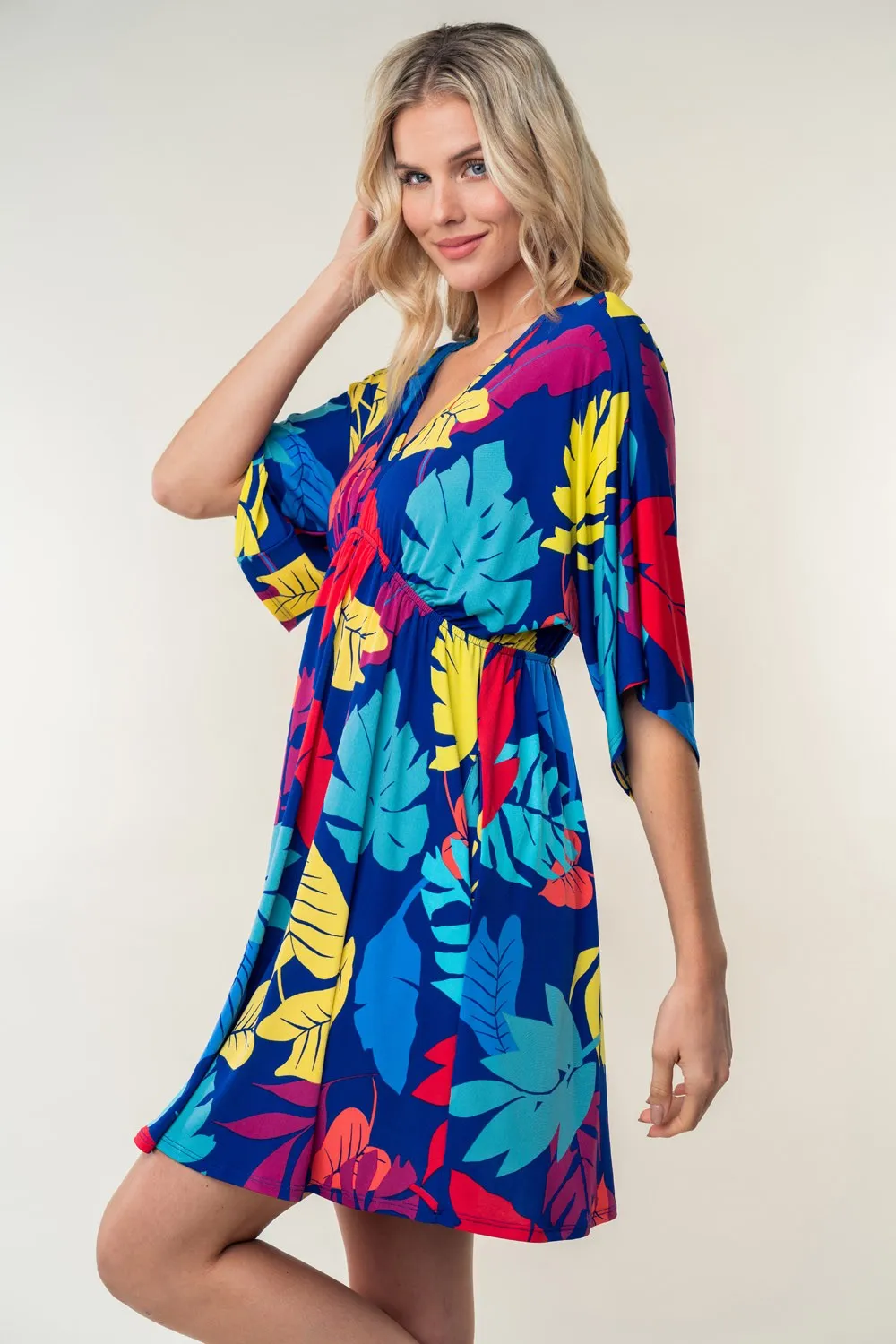 Full Size Printed V-Neck Mini Dress, image 3