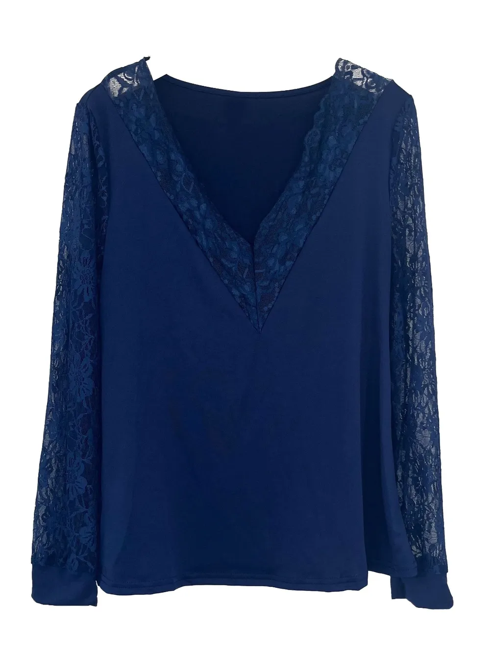 Full Size Lace Detail V-Neck Long Sleeve Blouse, image 6