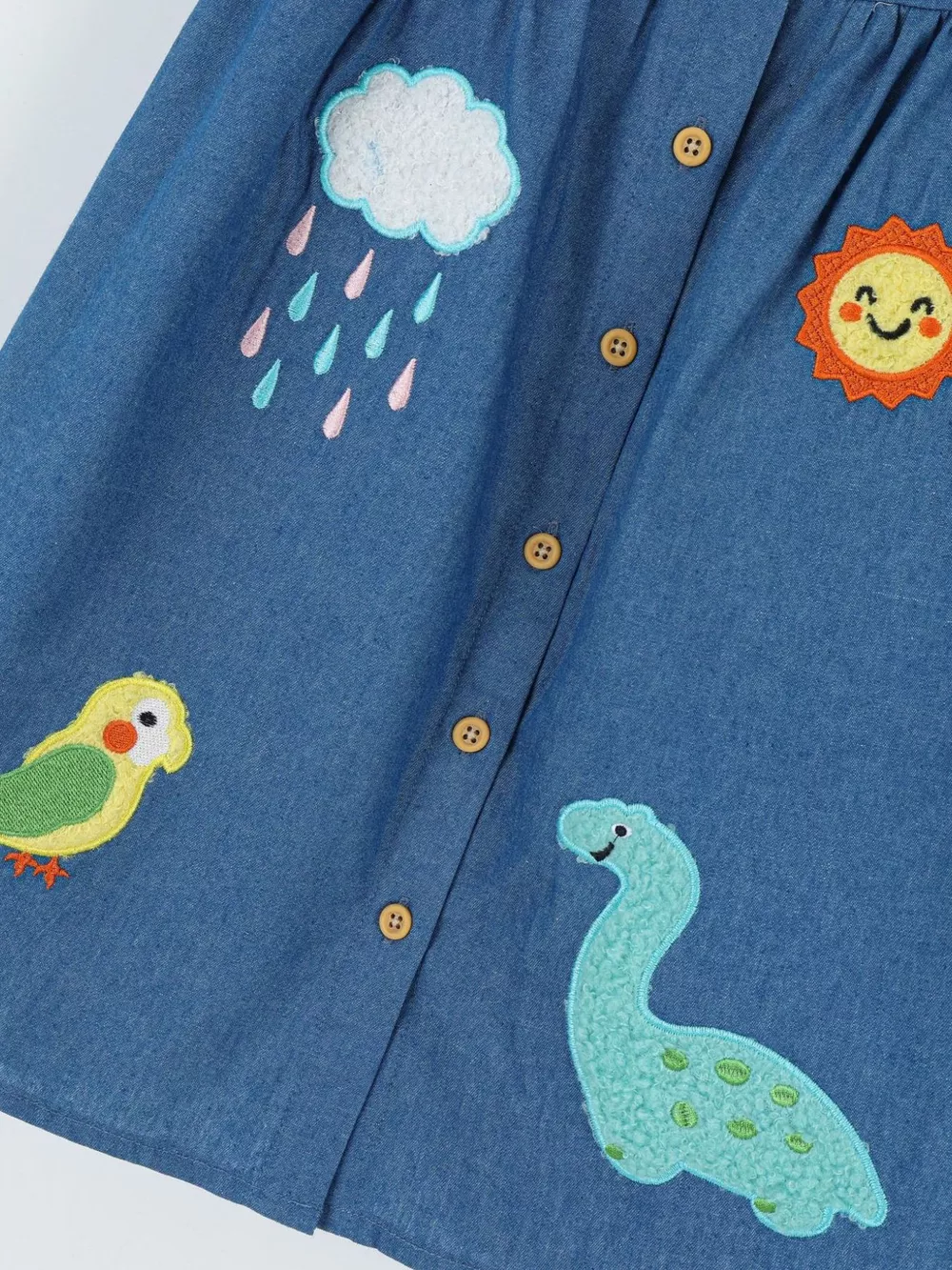 Children's Embroidered Denim A-Line Dress, image 5