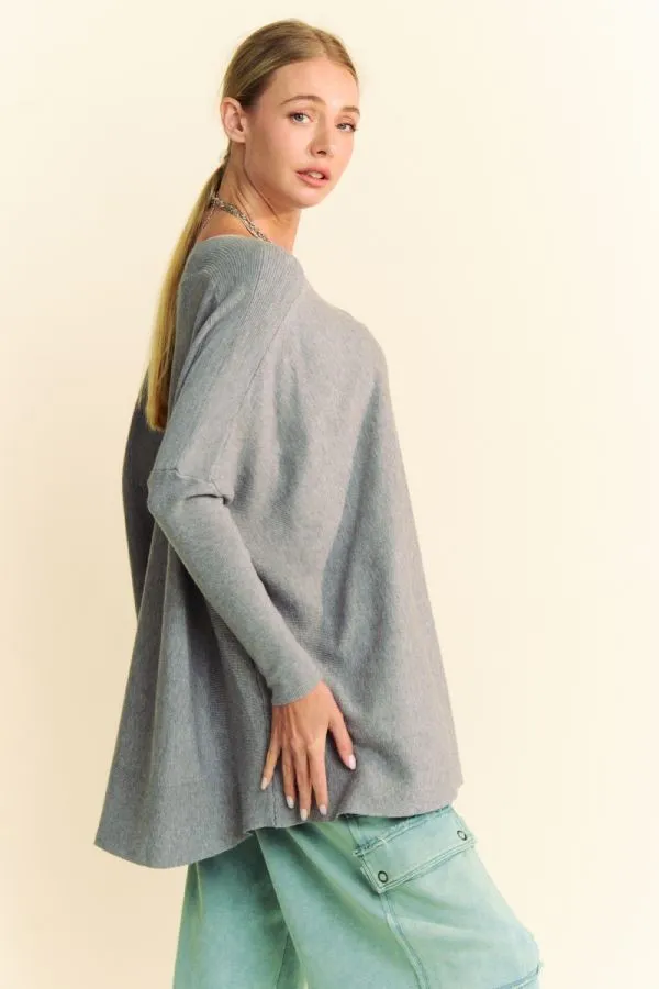 Round Neck Dropped Shoulder Long Sleeve Knit Top, image 3