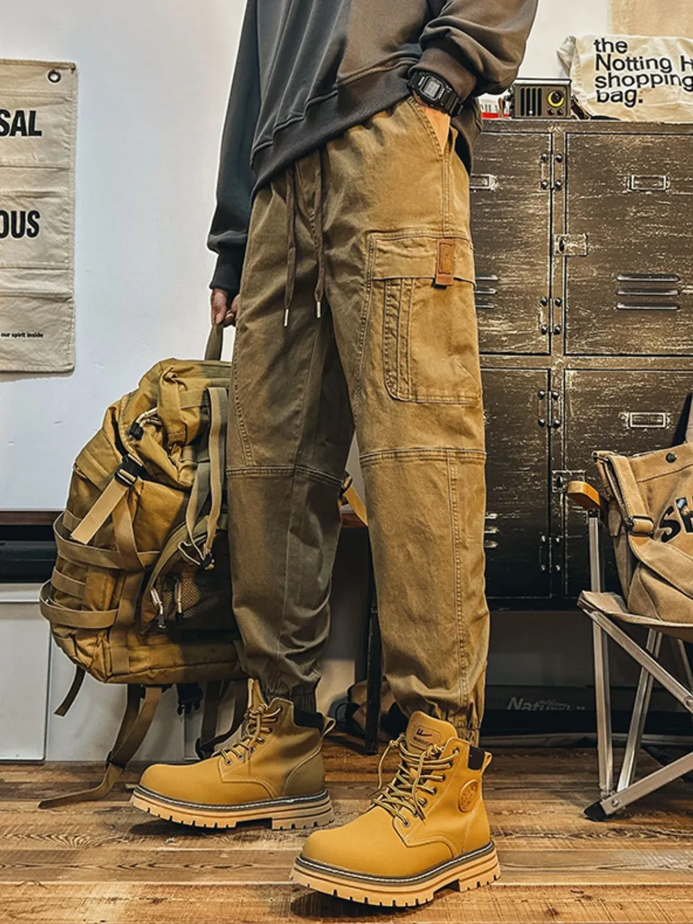 Men's Plus Size Drawstring Pants with Cargo Pockes, image 2